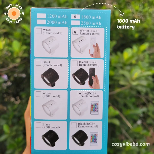 Modern Dimmable Rechargeable Wireless LED Wall Lamp - details info photo by cozy vibe bd shop