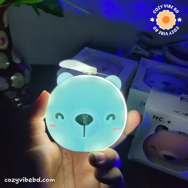 cute pocket makeup mirror with light and fan for girls - image by cozy vibe bd (New size 5)